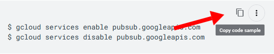 Screenshot of Google showing copy button next to shell command examples